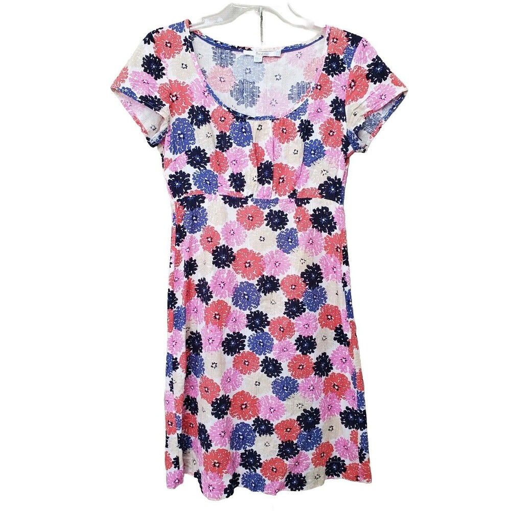 Boden Floral Pointelle 100% Cotton Scoop Neck Side-Zip Dress Size US 2R